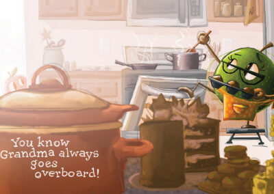 "Grandma goes overboard" Illustration
